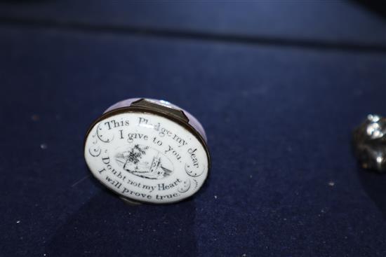 Three South Staffordshire enamel patch boxes